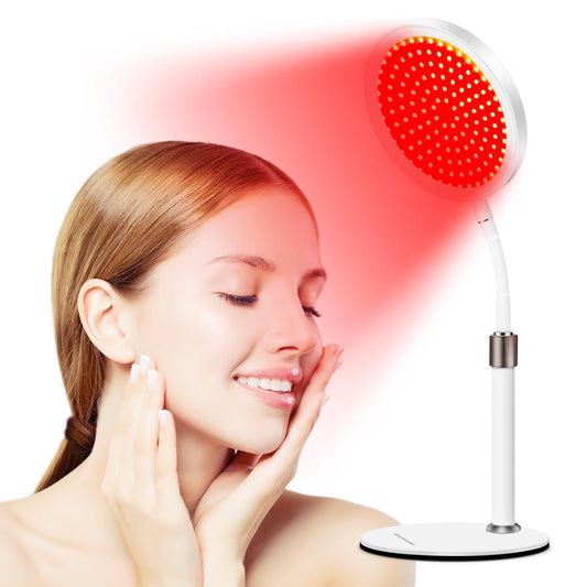 Red Light Therapy with Base 140 LEDs Red Light Lamp with Timer 660nm Deep Red Light with Gooseneck for Face Shoulder Neck
